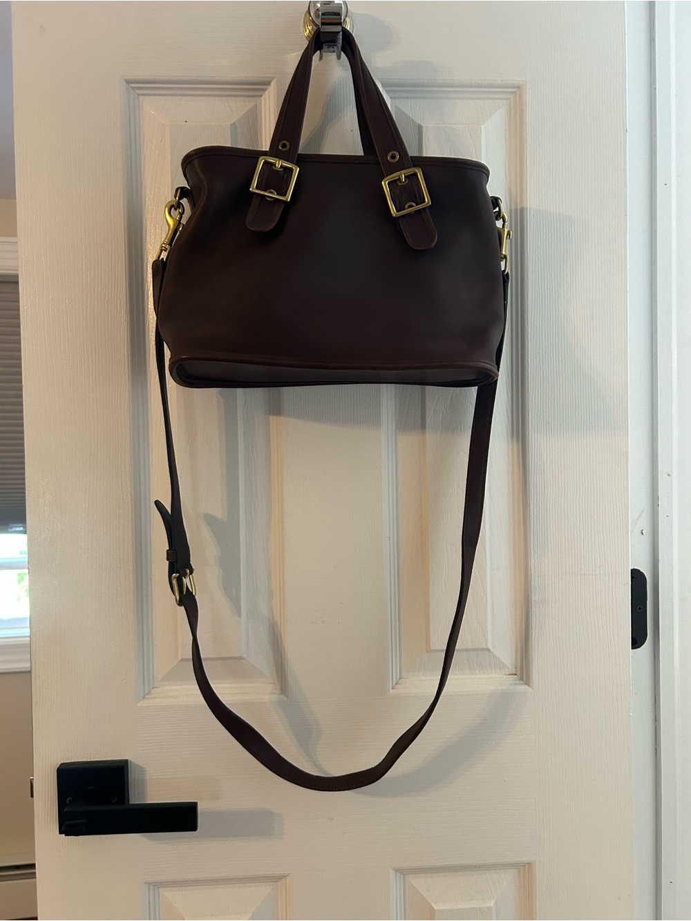 Coach Brown Leather Interior Detail with Embossed Logo